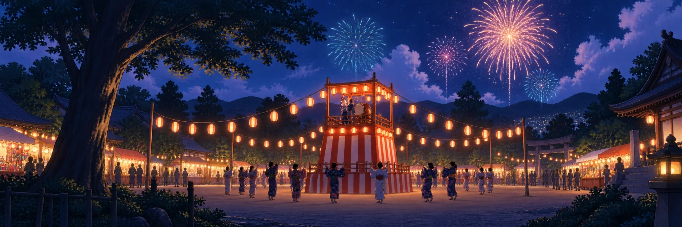 夏祭夜里的晴町庭院